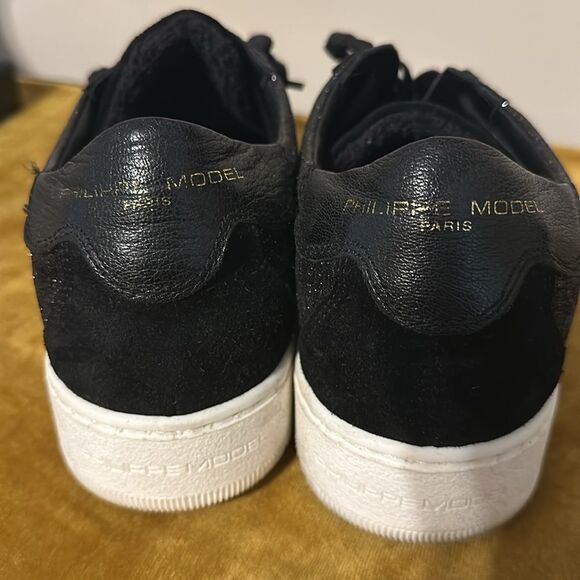 Philippe Model Women's Black Glitter/Suede Sneakers - Picture 3 of 9